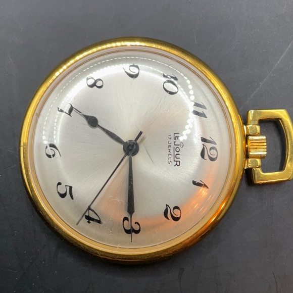 Vintage Le Jour 17 Jewel Pocket Watch Gold Tone - Picture 4 of 6